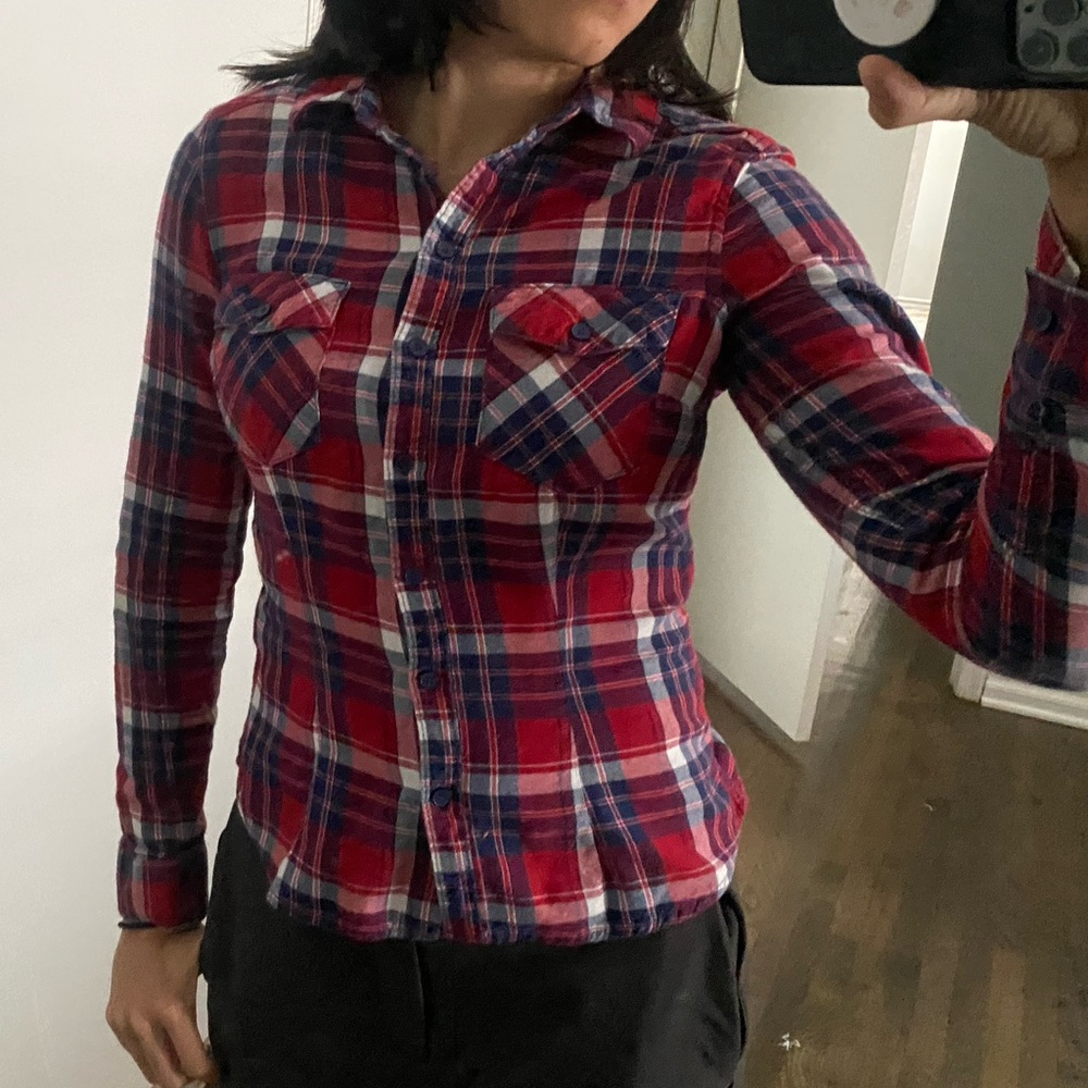 H&M Divided Red and Blue Plaid Shirt